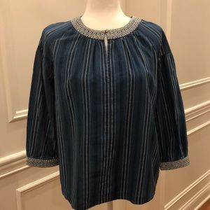 Blue and Cream Top by Massimo Dutti